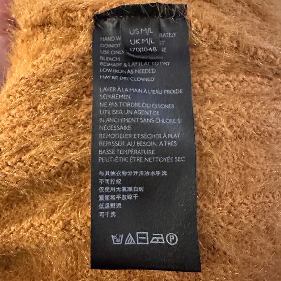 Anthropologie Lana Fuzzy Cardigan Womens Size M/L Mustard Short-Sleeved Open - Picture 6 of 11